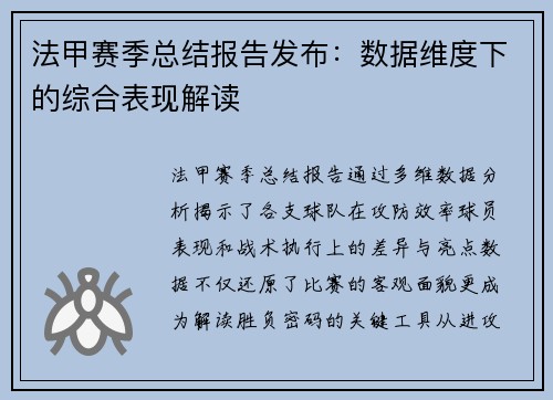 法甲赛季总结报告发布：数据维度下的综合表现解读